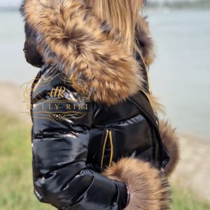 Shiny Helly Riri Jacket with Raccoon Fur - Image 6