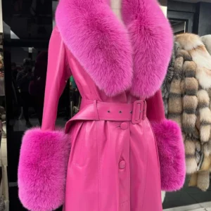 Luxurious Leather Coat "Helly" with Fox Fur - Image 10