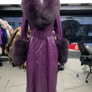 Luxurious Leather Coat "Helly" with Fox Fur - Image 11