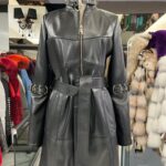 Leather Coat "Lolly" with Modern Zippers Design