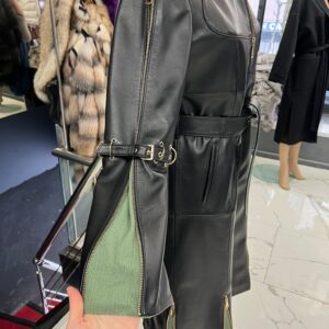 Leather Coat "Lolly" with Modern Zippers Design - Image 5