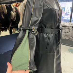 Leather Coat "Lolly" with Modern Zippers Design - Image 6