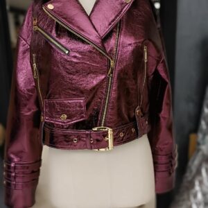 Metalic Leather Jacket "Aria" - Image 10