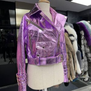 Metalic Leather Jacket "Aria" - Image 8