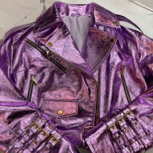 Metalic Leather Jacket "Aria" - Image 9