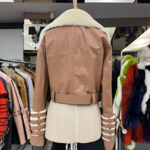 Leather Jacket Julia with Fluffy Collar - Image 4