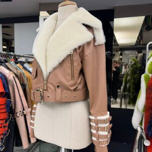 Leather Jacket Julia with Fluffy Collar - Image 3