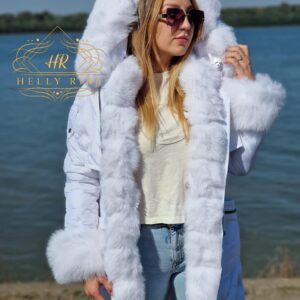White Parka “Helly” with Polar Fox Fur - Image 3