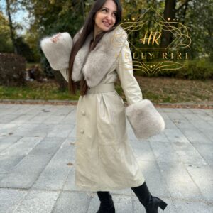 Luxurious Leather Coat "Helly" with Fox Fur - Image 4