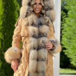 Camel Parka "Helly" with Golden Fox Fur