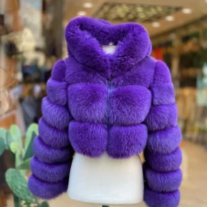 Lucia Cropped Fox Fur Coat With Removable Cap - Image 4