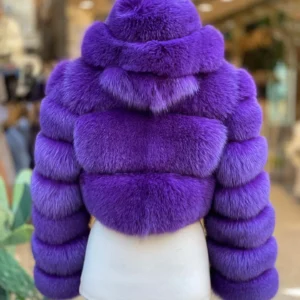 Lucia Cropped Fox Fur Coat With Removable Cap - Image 5