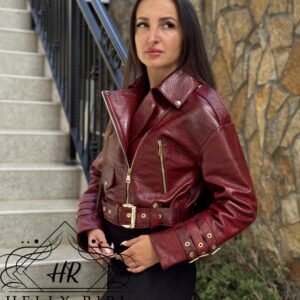 Croco Leather Jacket Leonora - Image 3
