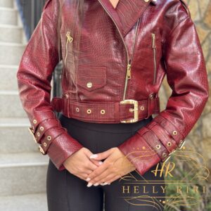 Croco Leather Jacket Leonora - Image 8