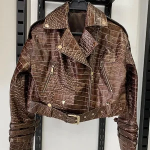 Croco Leather Jacket Leonora - Image 14