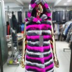 Long Luxury Natural Rex Rabbit Fur Vest with Removable Hood