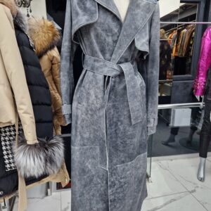 Gray Leather Coat - Image 3
