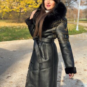 Mouton Sheepskin Coat with Fox Fur - Image 4