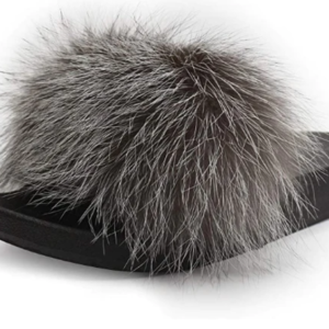 Silver Fox Fur Slippers - Image 3