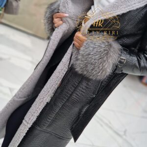 Exclusive Croco Leather Sheepskin Mouton with Fox Fur - Image 8