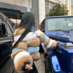 Lux Blue White Brown Racoon Fur Coat