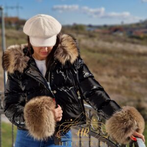 Shiny Helly Riri Jacket with Raccoon Fur - Image 5