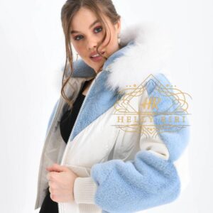 Short Jacket with Alcantara and Fox Fur on the Hood - Image 11
