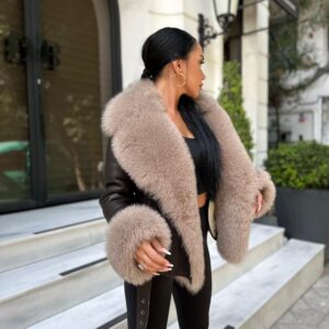 Brown Mouton with Fox Fur - Image 3