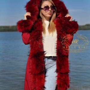 Red Parka with Racoon Fur - Image 3