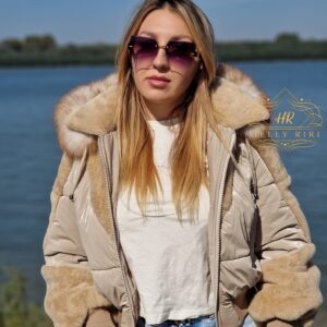 Short Jacket with Alcantara and Fox Fur on the Hood - Image 3