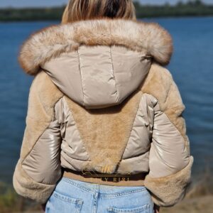 Short Jacket with Alcantara and Fox Fur on the Hood - Image 4