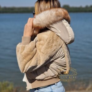 Short Jacket with Alcantara and Fox Fur on the Hood - Image 5