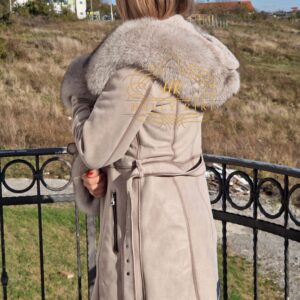 Beige Sheepskin Mouton with Fox Fur - Image 6