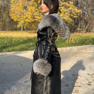 Exclusive Croco Leather Sheepskin Mouton with Fox Fur - Image 4