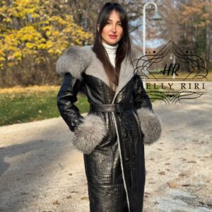 Exclusive Croco Leather Sheepskin Mouton with Fox Fur - Image 5