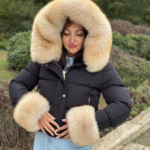 Black Matte Helly Riri Jacket with Shadow Fox Fur