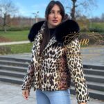 Helly Riri Jacket Leopard Design With Fox Fur