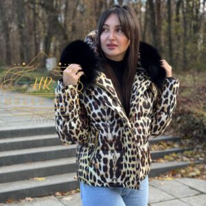 Helly Riri Jacket Leopard Design With Fox Fur - Image 4