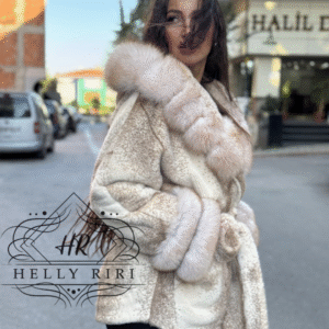 Short Alcantara Coat with Fox Fur - Image 7