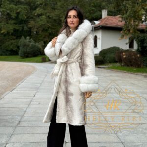 New Alcantara Luxurious Coat with Fox Fur - Image 5