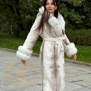New Alcantara Luxurious Coat with Fox Fur - Image 3