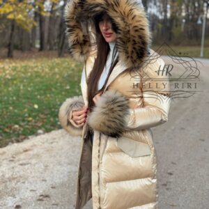 Mid Basic Jacket "Riri" with Fur on Sleeves decorated with Leather and Natural Fur - Image 10
