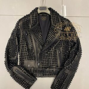 Exclusive Lamb Leather Jacket with non Fading-Falling Stones - Image 4