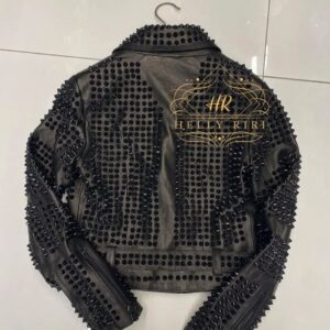 Exclusive Lamb Leather Jacket with non Fading-Falling Stones - Image 5