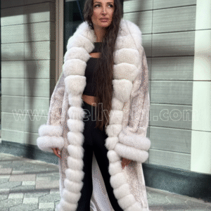 Alcantara Luxurious Coat with Shadow Fox Fur All Around the Coat - Image 7