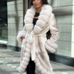 Alcantara Luxurious Coat with Shadow Fox Fur All Around the Coat