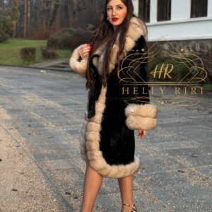 Alcantara Luxurious Coat with Shadow Fox Fur All Around the Coat - Image 5