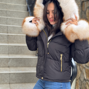 Matte Helly Riri Jacket with Shadow Fox Fur - Image 3