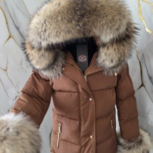Matte Helly Riri Jacket with Raccoon Fur - Image 4