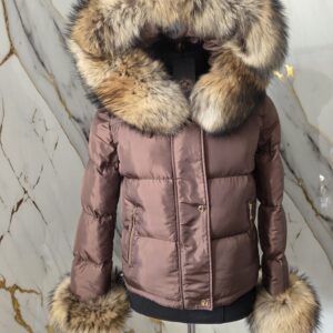 Matte Helly Riri Jacket with Raccoon Fur - Image 3